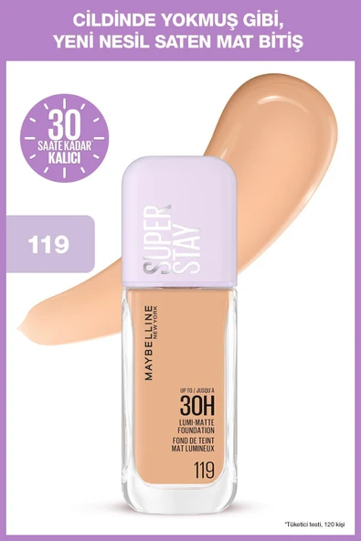 MAYBELLİNE NEW YORK Super Stay Lumi Matte Fondöten - 119 ürün görseli 1
