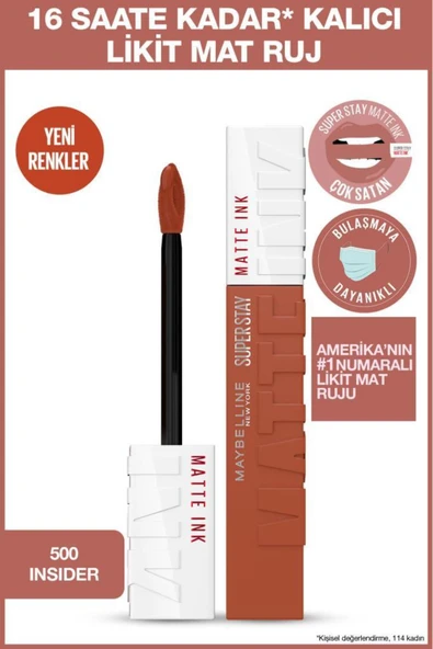 MAYBELLİNE NEW YORK Super Stay Matte Ink Likit Mat Ruj - 500 Insider ürün görseli 1