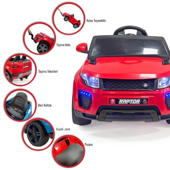 Raptor GT 12 Volt Uzaktan Kumandalı MP3 Bluetooth Destekli Otomatik Fren Sistemli Çocuk Akülü Araba - Resim 2