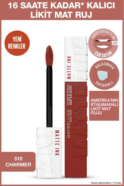 MAYBELLİNE NEW YORK Super Stay Matte Ink Likit Mat Ruj - 510 Charmer ürün görseli 1
