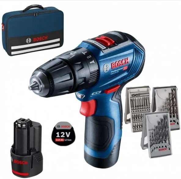 Bosch GSB 12V30 + 39 Prç. Akülü Vidalama Bez Çanta ürün görseli 1