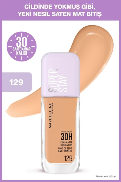 MAYBELLİNE NEW YORK Super Stay Lumi Matte Fondöten - 129 ürün görseli 1