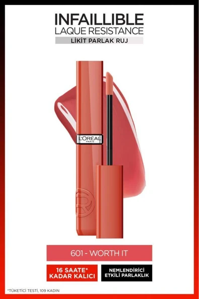 L'OREAL PARİS Infaillible Laque Resistance Likit Parlak Ruj - 601 Worth It ürün görseli 1