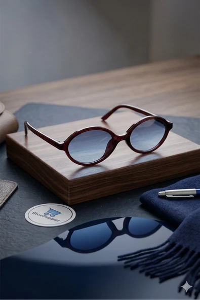 BluePepper Yuvarlak Çerçeveli Modern Güneş Gözlüğü ürün görseli 1