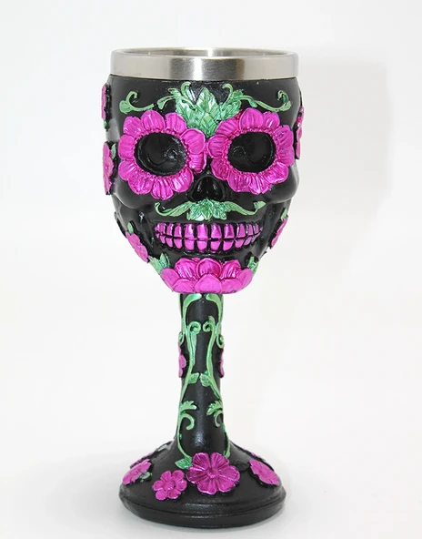 Day Of The Dead Şeker Kurukafa Tasarımlı 3D Çelik Kadeh Bardak ürün görseli 1