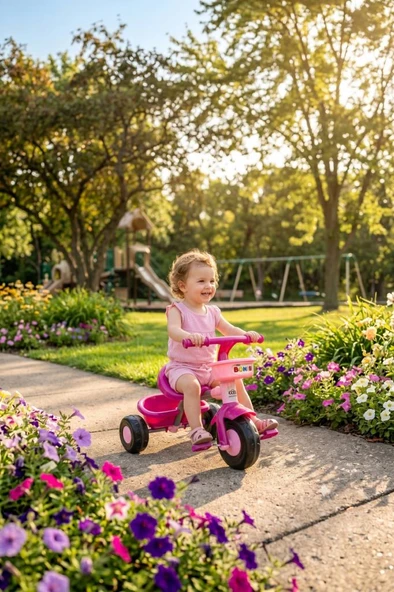 Boni Bike 3 Tekerli Metal Gövdeli 50kg Taşıma Kapasiteli Ön ve Arka Sepetli Renkli Çocuk Bisikleti ürün görseli 1
