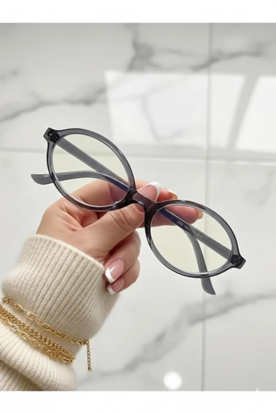 BluePepper Oval Çerçeve Mavi Işık Korumalı Bilgisayar Gözlüğü Optik Uyumlu Şeffaf Cam Unisex Ekran Gözlüğü ürün görseli 1