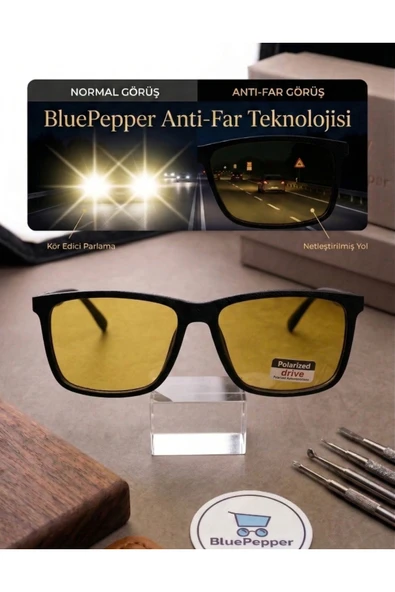 BluePepper ANTİFAR GECE GÖRÜŞÜ İÇİN RAHAT SÜRÜŞ ÖZELLİKLİ GECE GÖZLÜĞÜ 52 EKARTMAN ürün görseli 1