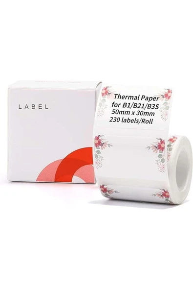 T50x30mm Çiçek Desenli Termal Etiket (B1,B21S,B3S) ürün görseli 1