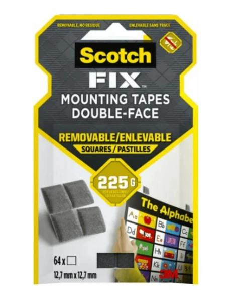 Scotch-Fix Çıkarılabilir Çift Taraflı Yapışkan Köpük Kareler 255 Gr 64 Adet ürün görseli 1