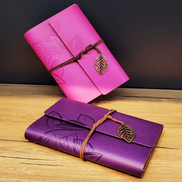 Deri Yaprak Desenli Çizgisiz Defter ürün görseli 1