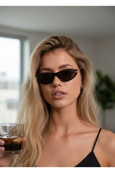 BluePepper VENDETTA | Düğüm Detaylı Yeni Model Tarz Luxury Güneş Gözlüğü Cat Eye Gold Model ürün görseli 1