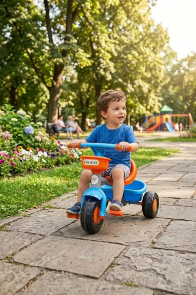 Boni Bike 3 Tekerli Metal Gövdeli 50kg Taşıma Kapasiteli Ön ve Arka Sepetli Renkli Çocuk Bisikleti ürün görseli 1