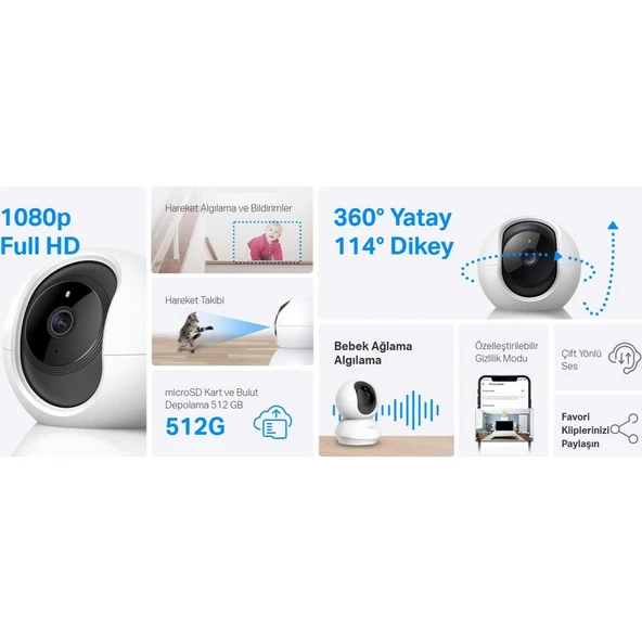 Kamera Ev Güvenliği Tp-Link Tapo C200 Beyaz - Resim 6