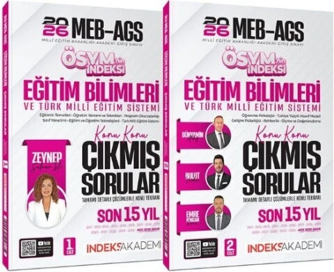 İndeks Akademi 2026 MEB AGS Eğitim Bilimleri ve Türk Milli Eğitim Sistemi ÖSYM nin İndeksi Çıkmış Sorular Son 15 Yıl Çözümlü Set ürün görseli 1