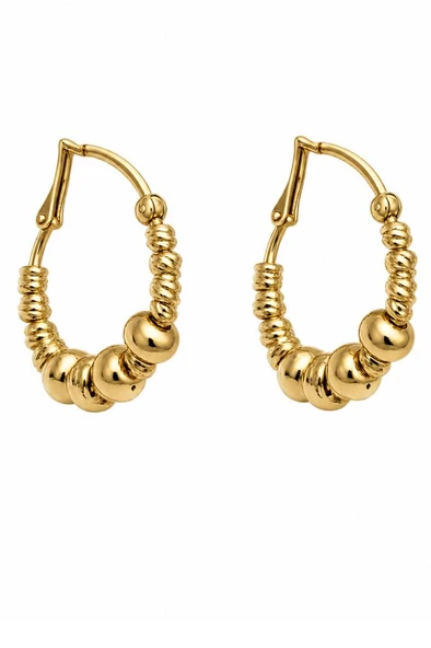Gold Dorika Yuvarlak Küpe - Resim 2