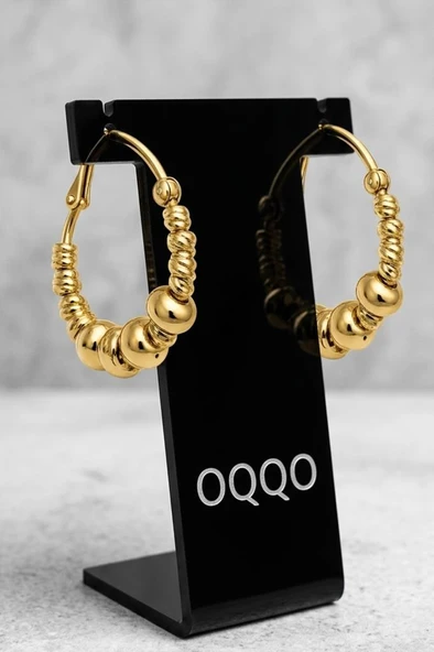 Gold Dorika Yuvarlak Küpe - Resim 3