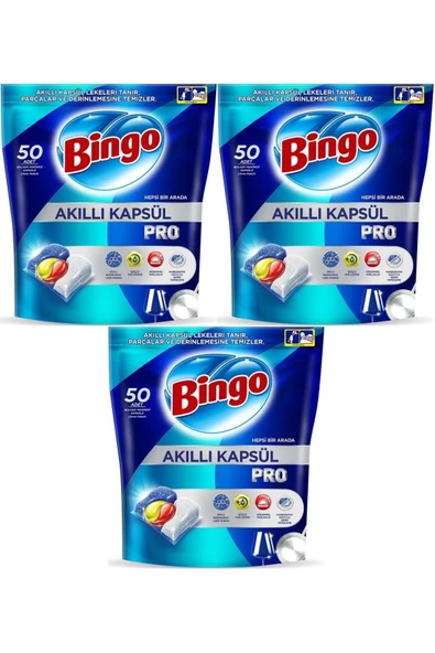 Akıllı Kapsül Pro Bulaşık Makinesi Deterjanı Tableti 150 Adet Limon Kokulu (3PK*50) ürün görseli 1