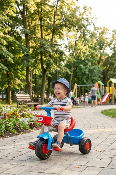 Boni Bike 3 Tekerli Metal Gövdeli 50kg Taşıma Kapasiteli Ön ve Arka Sepetli Renkli Çocuk Bisikleti ürün görseli 1