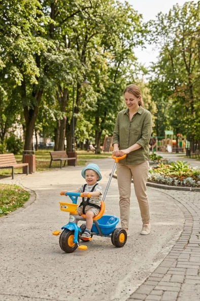 Boni Bike 3 Tekerli Metal Gövdeli Ebeveyn Kontrollü 50kg Taşıma Kapasiteli Sepetli Çocuk Bisikleti ürün görseli 1