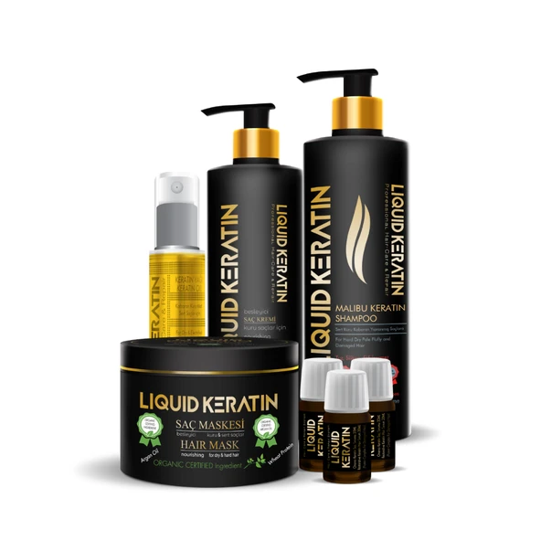 Keratin Yağlı Saç Botoksu No 1 (Onarım + Yoğun Nem) Keratin Bakım Seti - Yanan Yıpranan Kuru Saçlara ürün görseli 1