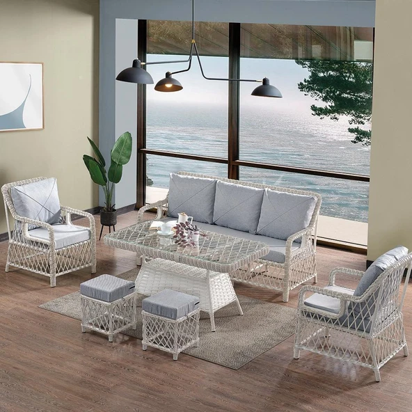 MİRA CONCEPT EDDA KEMİK 3+1+1 BALKON BAHÇE OTURMA GRUBU ürün görseli 1