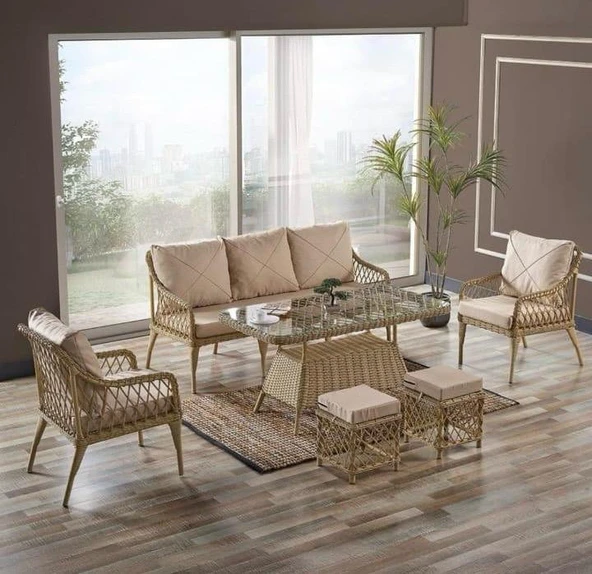 MİRA CONCEPT VELORA CAPPUCCİNO   3+1+1 BALKON BAHÇE OTURMA GRUBU ürün görseli 1