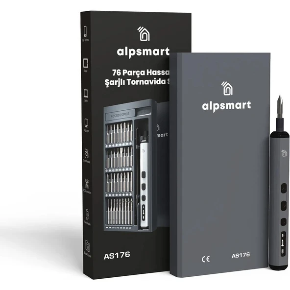 Alpsmart AS176 Hassas Şarjlı 76 Parça Tornavida Vidalama ve Delme Seti ürün görseli 1