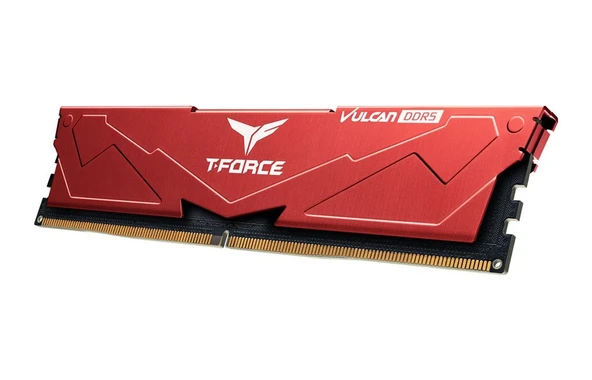 TEAM T-FORCE VULCAN RED 16GB 1X16GB 6000MHZ DDR5 CL38 GAMİNG RAM (FLRD516G6000HC38J01) ürün görseli 1