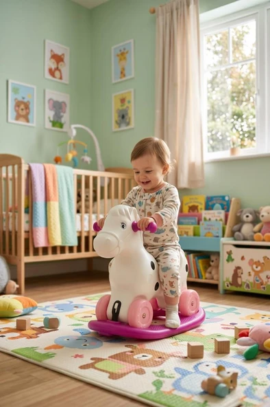 Dıgıdık 2'si 1 Arada Sallanan ve Tekerlekli At Ergonomik Taşınabilir Eğlenceli Çocuk Oyuncağı ürün görseli 1