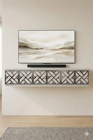 TDA1238BS AREX Duvara Montaj Tv Sehpası Beyaz-Silver 120cm ürün görseli 1