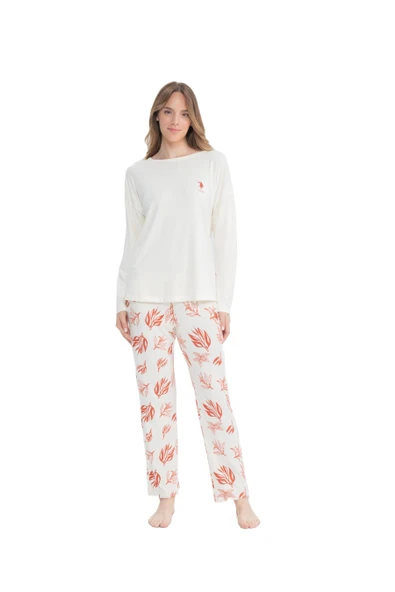U.S. Polo Assn. Kadın Uzun Kollu Yuvarlak Yaka Pijama Takımı S25106 ürün görseli 1