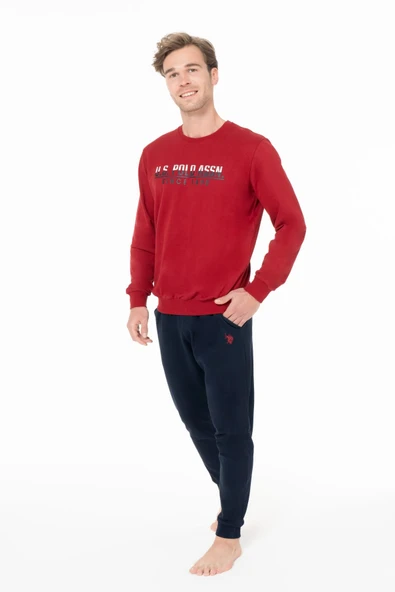Erkek Bisiklet Yaka Uzun Kollu Pijama Takımı S26928 BANTLI PAÇA RAHAT KUMAŞ CEPLİ ürün görseli 1