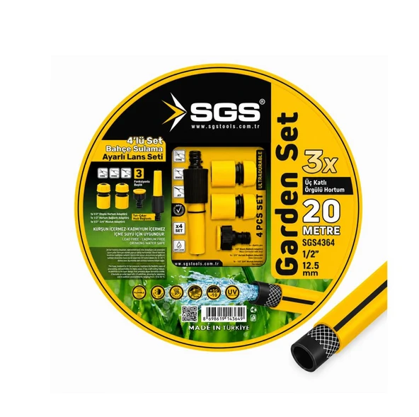 Sgs SGS4364 Gardenflex Hortum 20mt 4 Prç.Lans Set ürün görseli 1
