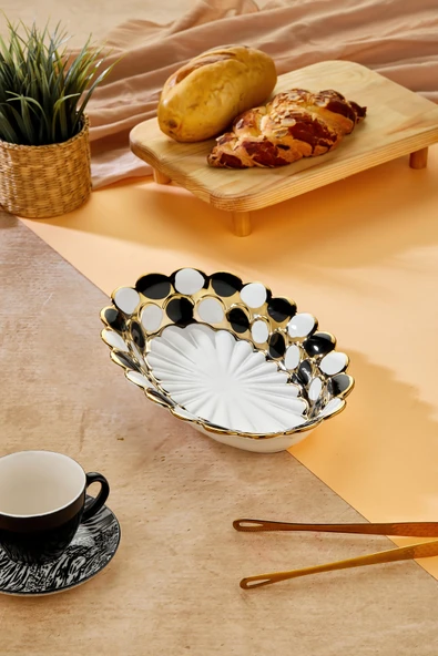 Cooker 30 cm Porselen Oval Sunumluk Dekoratif Kase CKR3840 ürün görseli 1