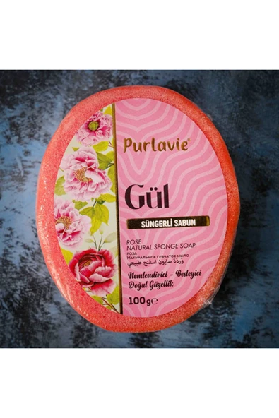 Purlavie Doğal (Nemlendirici) Gül Süngerli Sabun 100 gr. ürün görseli 1