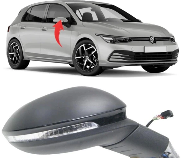 Vw Golf 8 Sağ Ayna Katlanır Alt Aydınlatmasız 9 Pin 5H1857508AE ürün görseli 1