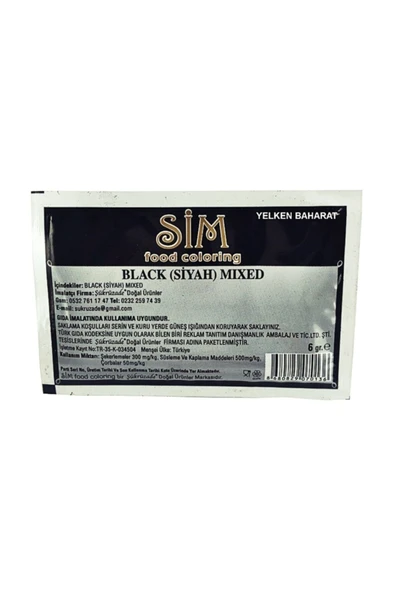 Yelken Baharat Gıda Boyası Siyah (sim Marka 6gr ) ürün görseli 1