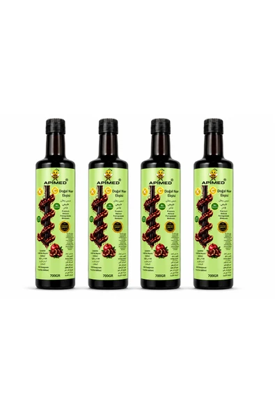 APİMED %100 Nar Ekşisi 4*700GR Katkısız Doğal Nar Ekşisi | Yoğun Kıvamlı Geleneksel Nar Sosu | Salata, Et & Marineler İçin ürün görseli 1