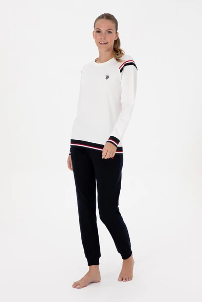 U.S. Polo Assn. Kadın Uzun Kollu Yuvarlak Yaka Dar Paça Pamuklu Kışlık Pijama Takımı S26118 ürün görseli 1
