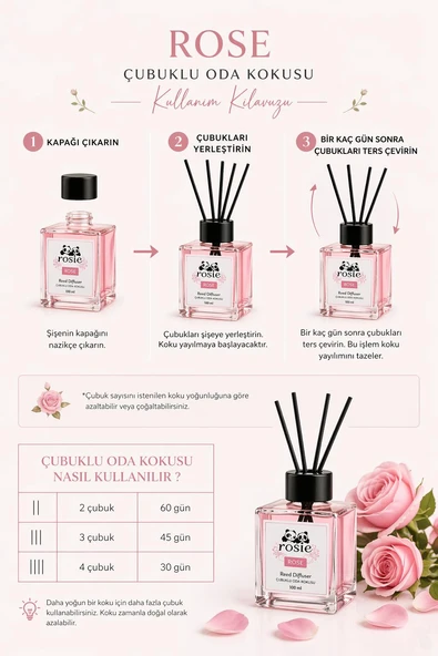 3'lü Gül Çubuklu Oda Kokusu 100 ml - Resim 5