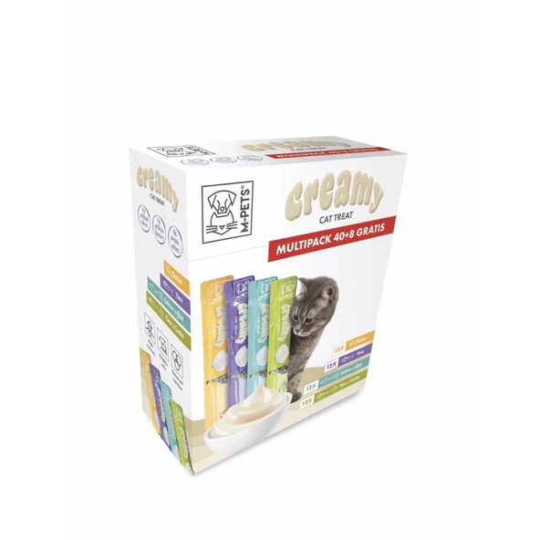 M-Pets Creamy 4 Lezzet Karışık Krema Kedi Ödül Maması 15gr 40 Adet+8 Adet HEDİYE! ürün görseli 1