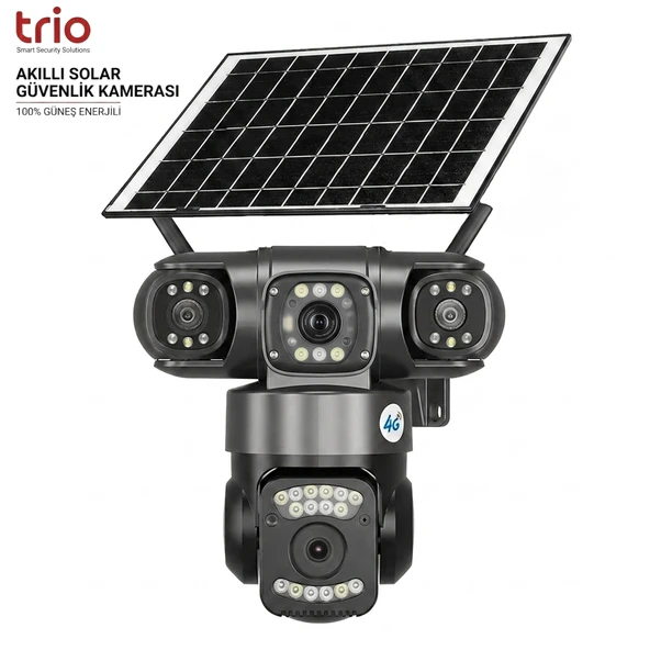 TRIO TR-SGX349 4G Sim Güneş Enerjili Triple Lens PTZ Güvenlik Kamerası Gece Görüşlü ürün görseli 1