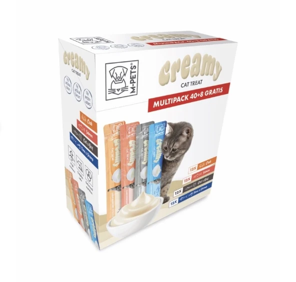 M-Pets Creamy 4 Deniz Lezzetleri Karışık Kedi Ödül Maması 15gr 40 Adet+8 Adet HEDİYE! ürün görseli 1