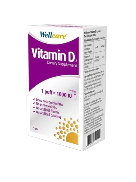 Wellcare Vitamin D3 1000 IU 5 ml ürün görseli 1