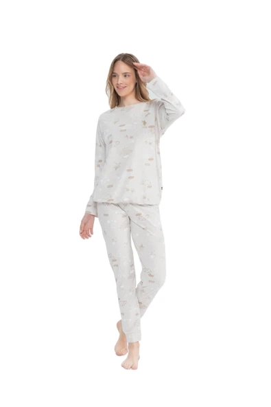 U.S. Polo Assn. Kadın Uzun Kollu Yuvarlak Yaka Pijama Takımı S25120 ürün görseli 1