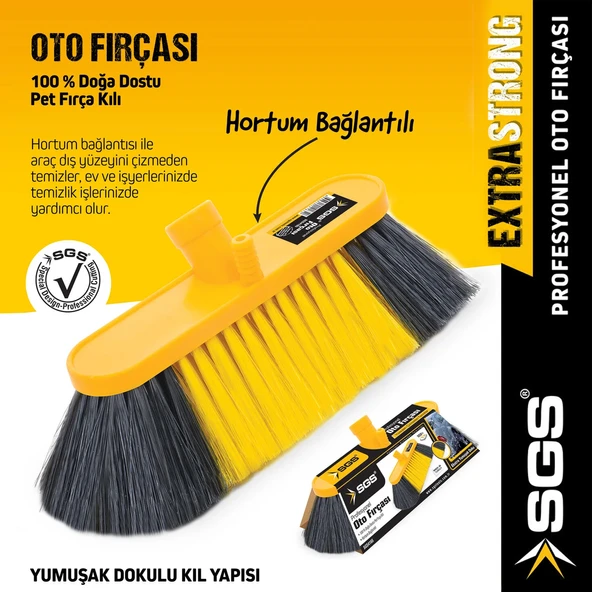4165 Oto Fırça 23CM Sapsız Otomobil Yıkama Fırçası Hortum Girişli Araba Fırçası Yumuşak Kıllı ürün görseli 1