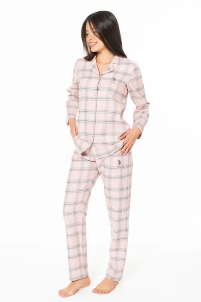 Kadın Uzun Kollu Kareli Gömlek Pijama Takımı S26168 NEFES ALABİLEN KUMAŞ RAHAT KESİM ürün görseli 1