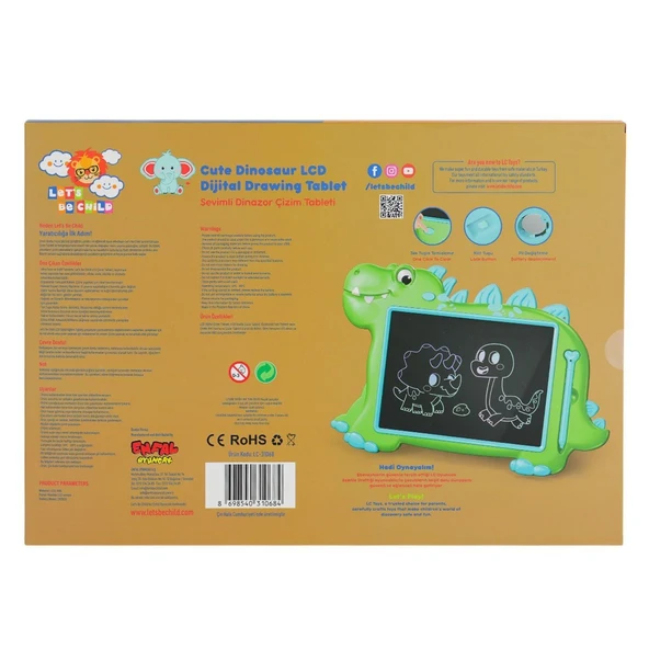 LC-31068 SEVİMLİ DİNAZOR  ÇİZİM TABLETİ 10 İNÇ - Resim 2