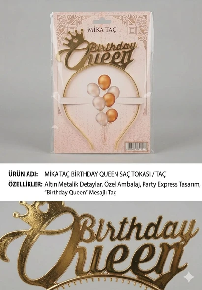 Mika Taç Birtday Queen - Gold ürün görseli 1